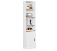 VASAGLE Librería, Estantería Vertical de 6 Niveles, con Puerta, 24 x 31,8 x 175 cm, para Salón, Estudio, Oficina, Comedor, Blanco Nube LBC401W01