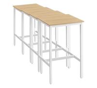 VASAGLE Mesa Alta, Mesa de Bar Cuadrada, Marco de Acero, 60 x 60 x 92 cm, Montaje Fácil, para Cocina, Salón, Estilo Moderno, Color Roble y Blanco LBT025W09 (Paquete de 4)