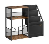 VASAGLE Mesa Auxiliar de Acero, Mueble Tocadiscos, 81,6 x 29,4 x 68 cm | Mesa Tocadiscos, Mesa de Sofá para Salón, Marrón Rústico y Negro Mate, Colección DACEY LET276K01