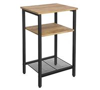 Vasagle Mesa Auxiliar de Noche de 3 Niveles, Estilo Industrial, Estructura de Acero Resistente, para Dormitorio, Sala de Estar, Montaje Sencillo, Marrón Miel y Negro, aleado, 40,5 x 32 x 8 cm