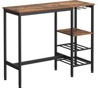 VASAGLE: Mesa auxiliar, mesa de comedor, mesa de bar, con soporte para copas de vino y estante para botellas, ideal para sala de estar o cocina, dimensiones: 110 x 40 x 90 cm, estilo industrial, color