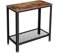 VASAGLE, mesa auxiliar, mesita de noche, mesa de apoyo para sofá, con estante de rejilla, para sala de estar, dormitorio, estilo industrial, color marrón rústico y