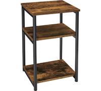 VASAGLE, mesa auxiliar, mesita de noche, mesa lateral con 2 compartimentos de almacenamiento, mesa alta y delgada, estructura de acero, ideal para salones, zonas de estar
