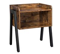 VASAGLE Mesa Auxiliar, Mesita de Noche, Mesa Lateral, Mesa de café Apilable, con Compartimento Delantero Abierto, Marco Metálico Robusto, Fácil de Montar, Marrón Rústico y Negro LET54X