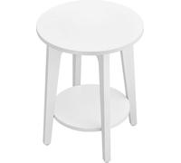 VASAGLE, mesa auxiliar pequeña redonda para el salón, mesita de noche para espacios pequeños con estante inferior, estilo moderno, color blanco