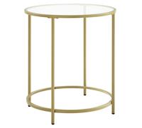 VASAGLE Mesa Auxiliar Redonda, Mesita de Noche de Cristal con Marco de Acero, Mesa de Centro Pequeña, para Salón, Balcón, Decorativo, Dorado y Transparente/Negro / Verde Laurel y Transparente /Blanco