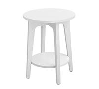 VASAGLE Mesa Auxiliar Redonda Pequeña con Estante Inferior, Mesita Auxiliar | Mesita de Noche para Espacios Pequeños, para Salón, Estilo Mid-Century Modern, Blanco Nube, Colección MAEZO LET283T14