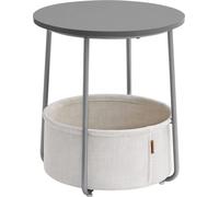 VASAGLE: Mesa auxiliar redonda, pequeña, mesa de centro, pequeña mesa para el salón, con cesta de tela, superficie de almacenamiento para sala de estar, dormitorio, mesita de noche
