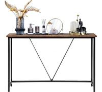 VASAGLE: Mesa consola, mesa auxiliar, mesa de entrada, ideal para recibidores o salones, estructura de acero resistente, diseño industrial, color marrón y vintage, modelo LNT020B01