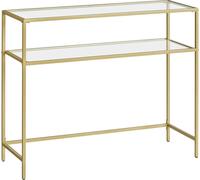 VASAGLE: Mesa consola, mesa de entrada, mesa auxiliar, tablero de vidrio templado, montaje sencillo, patas ajustables, ideal para salón o recibidor