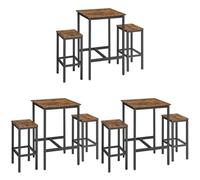 VASAGLE Mesa de Bar con Taburetes, Comedor con 2 Sillas, Cocina Pequeña, Taburetes de Barra, para Comedor, Cocina, Marrón Rústico y Negro Tinta LBT017B01 (Paquete de 3)