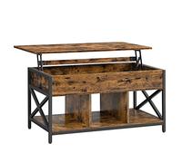 VASAGLE Mesa de Centro con Tablero Elevable, Marco de Acero | Mesa de Café, Compartimento Oculto y Compartimentos Abiertos, 100 x 50 x (48-62) cm, Colección DAXTON LCT202B01
