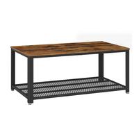 Vasagle Mesa de Centro en diseño Industrial, para la televisión, para el salón, con Gran Estante, Patas Regulables, Protege el Suelo, con Estructura de Metal, Estable, fácil de Montar Marrón Rústico y