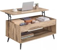 VASAGLE, mesa de centro, mesa de salón con altura ajustable, 50 x 100 cm – color camel y mate