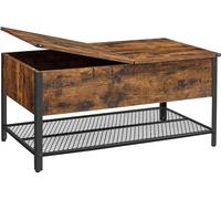 VASAGLE, mesa de centro, mesa para sala de estar con superficie abatible, 100 x 55 x 47 cm, espacio de almacenamiento oculto, tablero con diseño de rejilla, estructura de metal