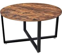 VASAGLE - Mesa de centro redonda, mesa auxiliar, estructura de hierro resistente, montaje sencillo, diseño industrial, estilo vintage, color marrón oscuro