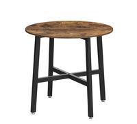 VASAGLE Mesa de Comedor, Mesa de Cocina Redonda, para Sala de Estar, Oficina, 80 x 75 cm (ø x H), Estilo Industrial, marrón rústico y Negro