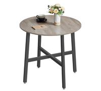 VASAGLE Mesa de Comedor, Mesa de Cocina Redonda, para Sala de Estar, Oficina, 80 x 75 cm (Diámetro x Altura), Estilo Industrial, Negro Ébano y Negro Tinta/Greige Mélange y Negro