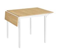 VASAGLE Mesa de Comedor, Mesa Extensible, Mesa de Hoja Abatible, para 2-4 Personas, para Cocina, para Espacios Pequeños, Roble Natural y Blanco Nube KDT077Y01