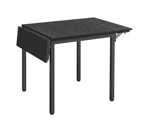 VASAGLE Mesa de Comedor Plegable, Hoja de caída, Extensible, para Espacios pequeños, Asientos de 2 a 4 Personas, Industrial, 78 x 120 x 76,2 cm, Negro ébano y Negro Tinta KDT077B03