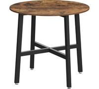 VASAGLE, mesa de comedor redonda, ideal para cocina, salón, oficina, 80 x 75 cm (diámetro x altura), estilo industrial, color marrón rústico y