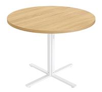 VASAGLE Mesa de Comedor Redonda, Mesa de Cocina Pequeña para 4 Personas, Estilo Rústico, Superficie Resistente al Agua, Diámetro de 80 cm, Alto de 74,8 cm, para Salón, Roble Dorado KDT082Y02