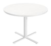 VASAGLE Mesa de Comedor Redonda, Mesa de Cocina Pequeña para 4 Personas, Estilo Rústico, Superficie Resistente al Agua, Diámetro de 80 cm, Alto de 74,8 cm, para Salón, Blanco Nieve/Roble Dorado White