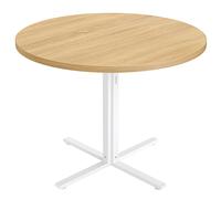 VASAGLE Mesa de Comedor Redonda, Mesa de Cocina Pequeña para 4 Personas, Estilo Rústico, Superficie Resistente al Agua, Diámetro de 80 cm, Alto de 74,8 cm, para Salón, Blanco Nieve/Roble Dorado Golden
