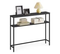 VASAGLE Mesa de Consola, 20 x 100 x 80 cm, Mesa de Entrada Moderna con 2 Estantes, para Sala de Estar, Dormitorio,Gris Carbón y Negro Tinta/Marrón Rústico y Negro Tinta /Greige Mélange y Negro