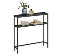 VASAGLE Mesa de Consola, Mesa Auxiliar Estrecha, 20 x 80 x 80 cm, Mesa de Entrada Moderna con 2 Estantes, para Sala de Estar, Dormitorio, Blanco Mármol y Negro Tinta /Gris Carbón y Negro Tinta/Greige