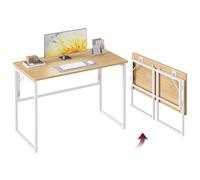 VASAGLE Mesa Plegable, Tablero de una Pieza, 100 x 50 cm | Escritorio Plegable, Bordes Redondeados, Fácil Montaje, Roble Natural, Colección BARNET LWD152YD01