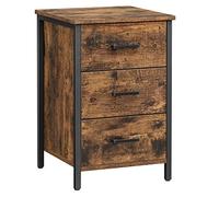 VASAGLE Mesita de Noche con 3 cajones, Mesa Auxiliar, 40 x 40 x 60 cm | Para dormitorio, salón, Estilo industrial, Marrón Rústico y Negro, Colección BARNET LET509B01
