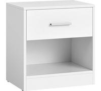 VASAGLE: Mesita de noche, mesa auxiliar, con cajón, tirador, compartimento abierto, mesa de centro, para dormitorio, sala de estar, diseño clásico, color blanco
