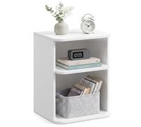 VASAGLE Mesita de Noche, Snapsemble Montaje Super Rápido, Mesa Baja de 3 Niveles con Estantes Abiertos, para Dormitorio y Salón, Espacios Pequeños, 30 x 35 x 45 cm, Blanco Nube LET123WE01