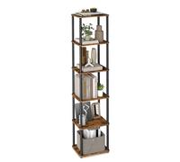 VASAGLE Montaje Súper Rápido sin Herramientas, Estantería de Almacenamiento de 6 Niveles, 23,8 x 38 x 173,4 cm, para Salón, Dormitorio, Cocina, Marrón Rústico y Negro Tinta LLS136K01