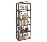 VASAGLE Montaje Súper Rápido sin Herramientas, Estantería de Almacenamiento de 6 Niveles, 23,8 x 60 x 173,4 cm, para Salón, Dormitorio, Cocina, Marrón Rústico y Negro Tinta LLS166K01
