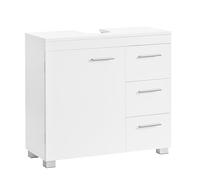 VASAGLE Mueble Bajo Lavabo, Armario de Baño, 3 Cajones, 2 Compartimentos Detrás de la Puerta, con Pies, 30 x 70 x 64 cm, Blanco Nube BBK503W10