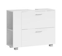 VASAGLE Mueble Bajo Lavabo con 2 Cajones Grandes, Armario Bajo Lavabo, Gran Apertura de Sifón, Fácil de Montar, 30 x 80 x 64 cm, Armario de Baño, Blanco Nube BBK502W01