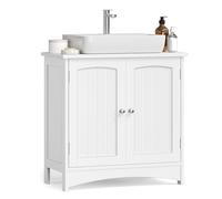 VASAGLE Mueble Bajo Lavabo con 2 Puertas, Estilo Rústico, 60 x 30 x 60 cm | Armario para Debajo del Lavabo, Estante Ajustable, Amplio Espacio, Blanco Nube, Colección Sofie BBC100WH01