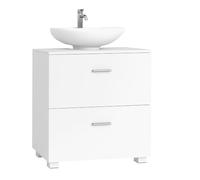 VASAGLE Mueble Bajo Lavabo Móvil con 2 Amplios Cajones, 60 x 30 x 63,8 cm | Patas Altas, Apto para Varios Lavabos, Blanco Nube, Colección CUSTOS BBK521WB01