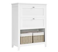 VASAGLE Mueble de Baño, 2 Cajones, 2 Cestas, 60 x 30 x 80 cm | Armario de Baño, Aparador, con un Juego de Divisor Regulable, Blanco Nube, Colección HELAN BBC545W02