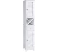 VASAGLE: Mueble de baño, armario alto, mueble de baño con 2 puertas abatibles, armario de almacenamiento con cajón, estante desmontable en forma de X