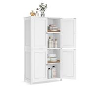 VASAGLE Mueble de Baño, Armario de Almacenaje, con 2 Estantes Regulables y 4 Puertas, Mueble Alto para Cocina, Blanco Nube BBC553WH01