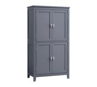 VASAGLE Mueble de Baño, Armario de Baño, Armario de Cocina, Armario Almacenaje con 4 Puertas, Estantes Regulables, 30 x 60 x 110 cm, Gris Pizarra / Blanco/ Verde Bosque Blanco