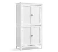 VASAGLE Mueble de Baño, Armario de Cocina y Almacenaje con 4 Puertas, Estantes Ajustables, 30 x 60 x 110 cm, Blanco BBC552P31