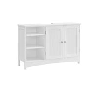 VASAGLE Mueble de Lavabo, Mueble de Baño, Mueble bajo Lavabo, Extra Largo, 90 x 30 x 60 cm, 2 Puertas, Compartimentos Abiertos, Estantes Regulables en Altura, Blanco White