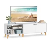 VASAGLE Mueble de TV de 2 Puertas, Largo de 160 cm | Soporte de TV con Estantes Ajustables, para Televisores de 65 Pulgadas, Blanco Nieve, Colección MIRANTA LTV030W01