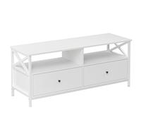 VASAGLE Mueble de TV, Mesa de TV de hasta 55 Pulgadas, Largo de 120 cm, con 2 Cajones y 2 Estantes Abiertos, 40 x 120 x 50 cm, para Salón, Dormitorio, Marco de Acero, Blanco
