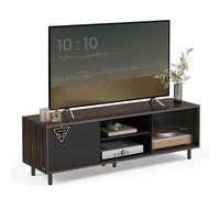 VASAGLE Mueble de TV, Montaje Rápido sin Herramientas, 140 x 39 x 45 cm | para Televisores de hasta 60 Pulgadas, Vidrio Ranurado, Moderno, Marrón Fresno, Colección KADIN LTV466K02