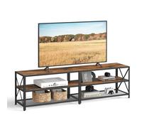 VASAGLE Mueble de TV para Televisores hasta 75 Pulgadas, con 3 Estantes | Mesa de TV con Marco de Acero, Mueble para Sala de estar, Dormitorio, Marrón Rústico y Negro, Colección DAXTON LTV096B01